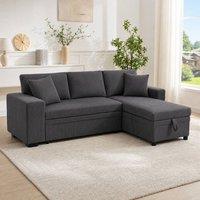 STILVORA Corner Sofa Bed with Storage Chaise, USB & Type-C, Grey