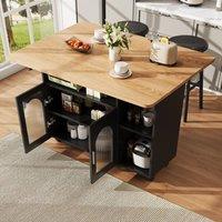 ModernLuxe Mobile kitchen island with extendable top in Black