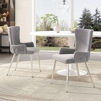 ModernLuxe Luxury velvet dining chair set with four metal support legs in Grey | Size: 2 Pack