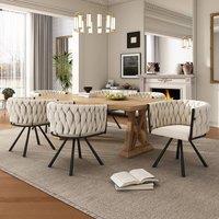 ModernLuxe Velvet swivel dining chair with padded backrest & metal legs in Beige | Size: 2 Pack
