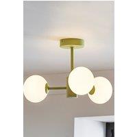 ValueLights Marlow Opaque Glass Globe 3 Arm Ceiling Light in Green