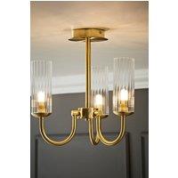 ValueLights Canya 3 Way Ribbed Glass Chandelier Style Ceiling Light in Gold
