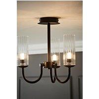 ValueLights Canya 3 Way Ribbed Glass Chandelier Style Ceiling Light in Black