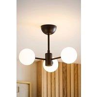 ValueLights Marlow Opaque Glass Globe 3 Arm Ceiling Light in Black