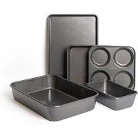 MasterClass 5pc Bakeware Set, Includes Roasting Pan, Baking Trays, Loaf Tin & Yorkshire Pudding Pan in Grey