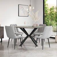 More4Homes Calne Light grey Ceramic Round Dining Table & 4 Nova Velvet Chairs