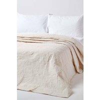 Homescapes Cotton Rich Floral Pattern Bedspread in Cream | Size: King