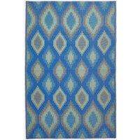 Homescapes Luxury Outdoor Rug Waterproof Reversible for Garden, Blue Amber Ikat | Size: 240 cm x 300 cm