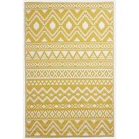 Homescapes Luxury Outdoor Rug Waterproof Reversible for Garden, Yellow Anna Aztec | Size: 240 cm x 300 cm