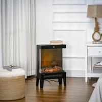 HOMCOM 180 Charming Electric Fireplace Heater, Quiet Stove with LED Flame Effect Black