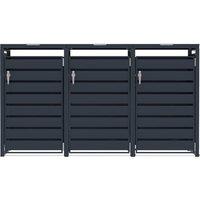 Monstershop Triple Wheelie Bin Metal Storage - Anthracite Grey