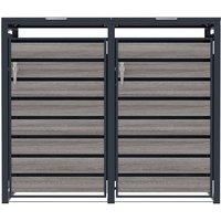 Monstershop Double Wheelie Bin Metal Storage - Anthracite Grey Wood