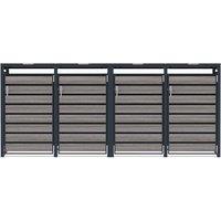 Monstershop Quadruple Wheelie Bin Metal Storage - Anthracite Grey Wood