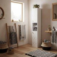Wyld Haus Conosu Slim Freestanding Bathroom Cabinet White Tall Doors Shelves