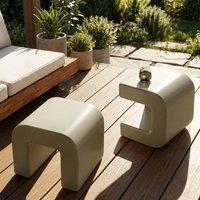 Wyld and Coco Sand Beige Synthetic Side Tables 2 Pack Water Resistant No