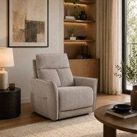 Aspire Grayson Fabric Upholstered Power Recliner Armchair with USB Charging in Fawn