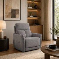 Aspire Grayson Fabric Upholstered Power Recliner Armchair with USB Charging in Grey