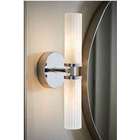 ValueLights Canya Up Down 2 Way IP44 Bathroom Frosted Reeded Glass Wall Light with LED Bulbs in Silver