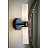 ValueLights Canya Up Down 2 Way IP44 Bathroom Frosted Reeded Glass Wall Light with LED Bulbs in Black