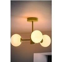 ValueLights Marlow Opaque Glass Globe 3 Arm Ceiling Light with LED Bulbs in Green