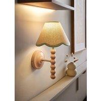 ValueLights Bobbins Rose Pink Bobble Wall Light & Linen Pastel Trim Lamp Shade in Pale Green
