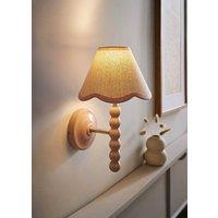 ValueLights Bobbins Rose Pink Bobble Wall Light & Linen Pastel Trim Lamp Shade in Pale Pink