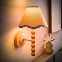 ValueLights Bobbins Rose Pink Wall Light with Linen Trim Lamp Shade & LED Bulb in Pale Blue