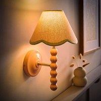 ValueLights Bobbins Rose Pink Wall Light with Linen Trim Lamp Shade & LED Bulb in Pale Green