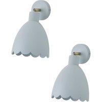 ValueLights Millie Pair of Flower Style Scallop Adjustable Wall Lights & Bulbs in Baby Blue