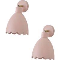 ValueLights Millie Pair of Flower Style Scallop Adjustable Wall Lights & Bulbs in Pale Pink