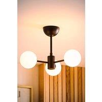 ValueLights Marlow Opaque Glass Globe 3 Arm Ceiling Light with LED Bulbs in Black