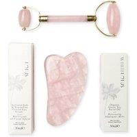 White Lotus Beauty Genuine Rose Quartz Crystal Facial Set in Pink