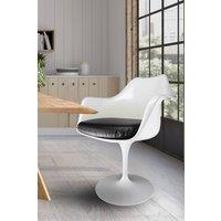 Fusion Living White Tulip Armchair with PU Cushion in Black