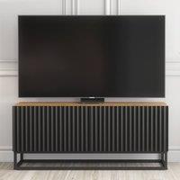 Creative Furniture Ripple TV Unit 100cm - Oak & Black Fluted Doors in Dark Brown