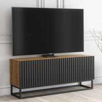 Mex Furniture LTD TV Unit Ripple 100cm - Oak & Black Fluted Doors