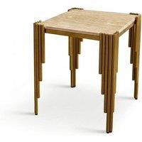 HOME LUXE INTERIOR Sassari Gold Side Table 45x45x50cm Cream Marble Modern Accent Table | Size: 45 x 45 x 50 cm