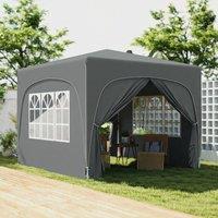 OUTSUNNY 3 x 3(m) UPF50+ Pop Up Gazebo with Sides & Carry Bag, Dark Grey | Size: 3000mm x 3000mm