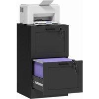 HOMCOM 2-Drawer File Cabinet, Lockable Filing Cabinet for A4 Letter, Black