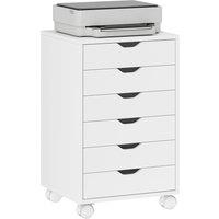 HOMCOM 6 Drawer Vertical File Cabinet with Quiet Drawers & Wheels, White
