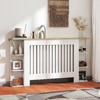 HOMCOM Vertical Slatted Heater Cover for Living Room, Medium, White