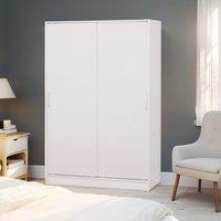 Home Source Raya Wardrobe Two Sliding Doors Hanging Rail Storage Solution White