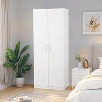 Home Source Arla 2 Door Wardrobe With Hanging Rail & Shelf Bedroom Storage White