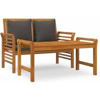 Berkfield Home 2 Piece Garden Lounge Set with Dark Grey Cushions Solid Wood in Brown