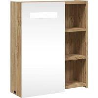 Berkfield Home Bathroom Mirror Cabinet with LED Light Oak 45x13x52 cm in Brown | Size: 45 x 13 x 52 cm