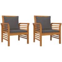 Berkfield Home Sofa Chairs with Dark Grey Cushions 2 pcs Solid Wood Acacia in Brown