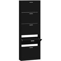 Berkfield Home Shoe Cabinet Black 59x17x169 cm Engineered Wood | Size: 59 x 17 x 169 cm
