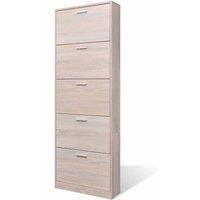 Berkfield Home Oak Look Wooden Shoe Cabinet with 5 Compartments in Brown