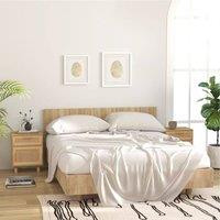 Berkfield Home Decorative Bedside Cabinet Brown Solid Wood Pine & Natural Rattan in Light Tan