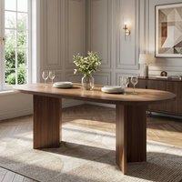BTM 180cm Oval Dining Table Double Pedestal 6-8 Seater Walnut