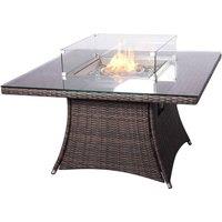 Direct Wicker Square Fire Pit Dining Table for Patio & Garden in Brown | Size: 2 Pack